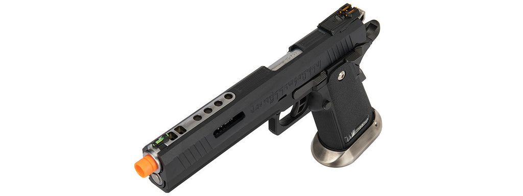 WE Tech 1911 Hi-Capa T-Rex Competition Gas Blowback Airsoft Pistol w/ Sight Mount & Top Ports Tibetan Version] (BLACK / SILVER)