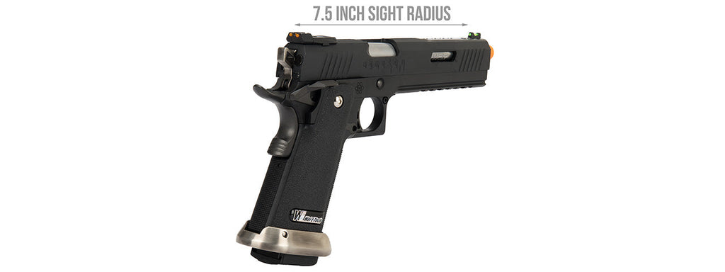 WE Tech 1911 Hi-Capa T-Rex Competition Gas Blowback Airsoft Pistol w/ Sight Mount & Top Ports Tibetan Version] (BLACK / SILVER)