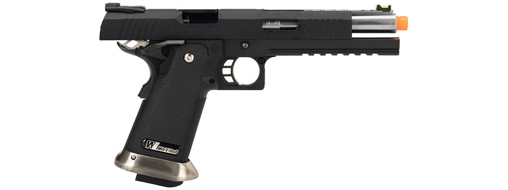 WE Tech 1911 Hi-Capa T-Rex Competition Gas Blowback Airsoft Pistol w/ Sight Mount & Top Ports Tibetan Version] (BLACK / SILVER)