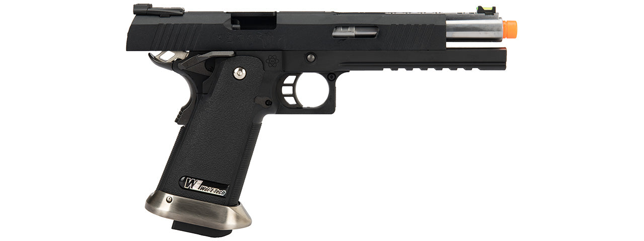 WE Tech 1911 Hi-Capa T-Rex Competition Gas Blowback Airsoft Pistol w/ Sight Mount & Top Ports Tibetan Version] (BLACK / SILVER)