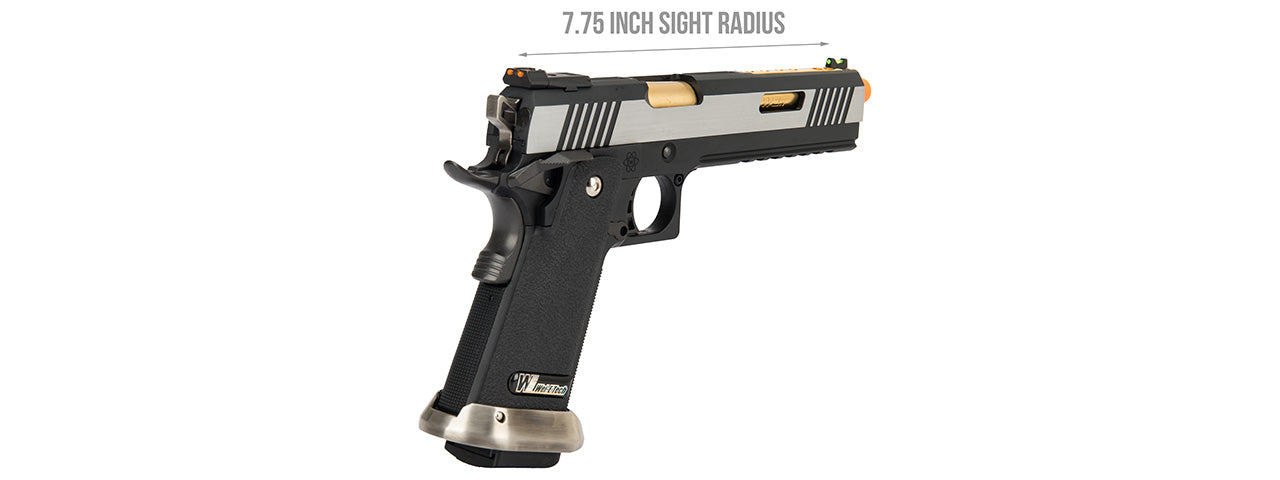 WE Tech 1911 Hi-Capa T-Rex Competition Gas Blowback Airsoft Pistol w/ Sight Mount & Top Ports (TWO TONE / GOLD)