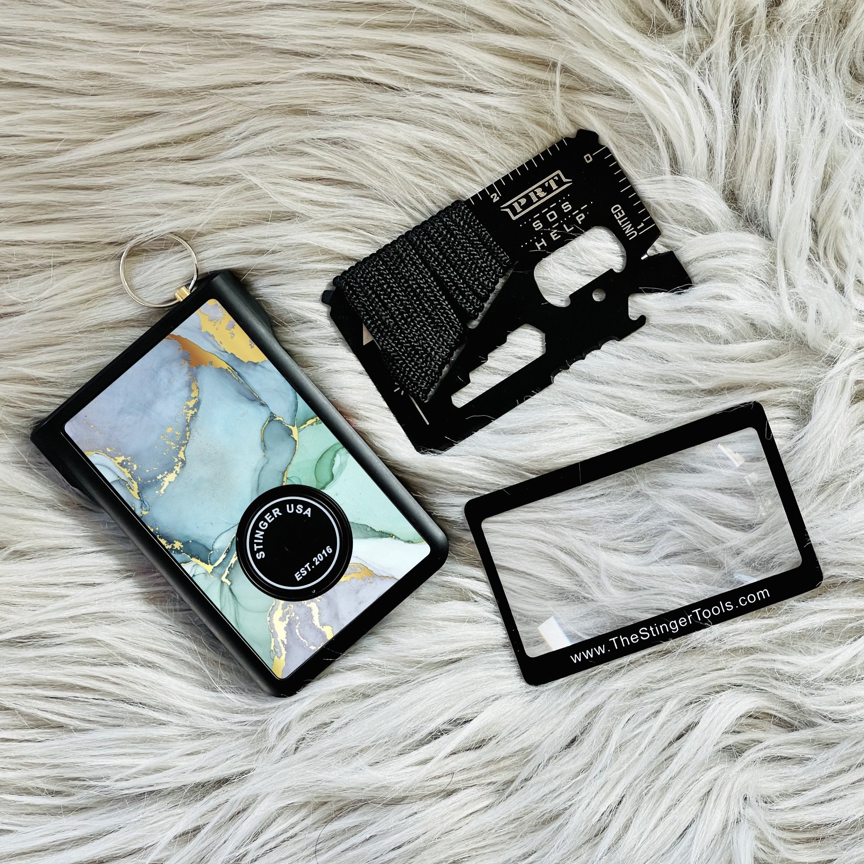 Safety Wallet With Personal Alarm Multi Functional Tool (Green Flower)