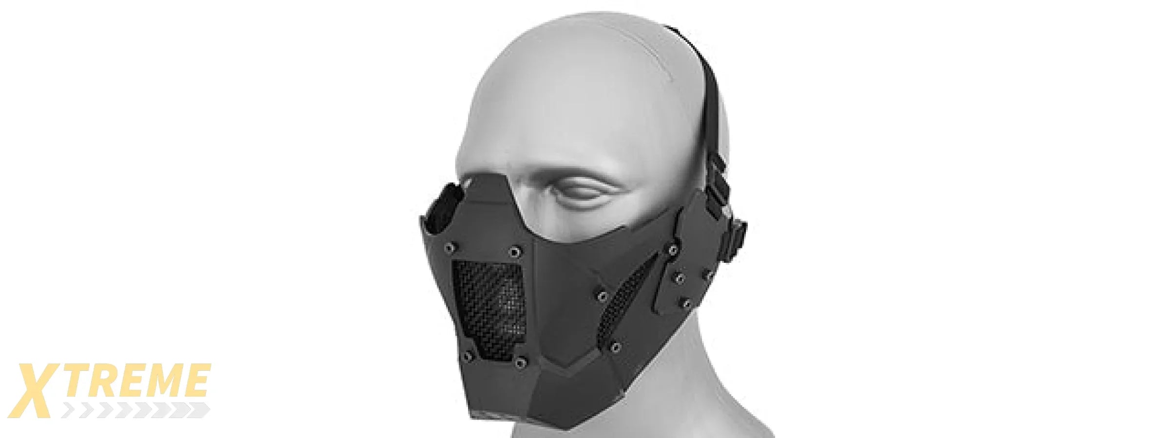 AC-885 ADJUSTABLE RETRO MECHA HALF FACE MASK - VINTAGE INDUSTRIAL DESIGN FOR COSPLAY