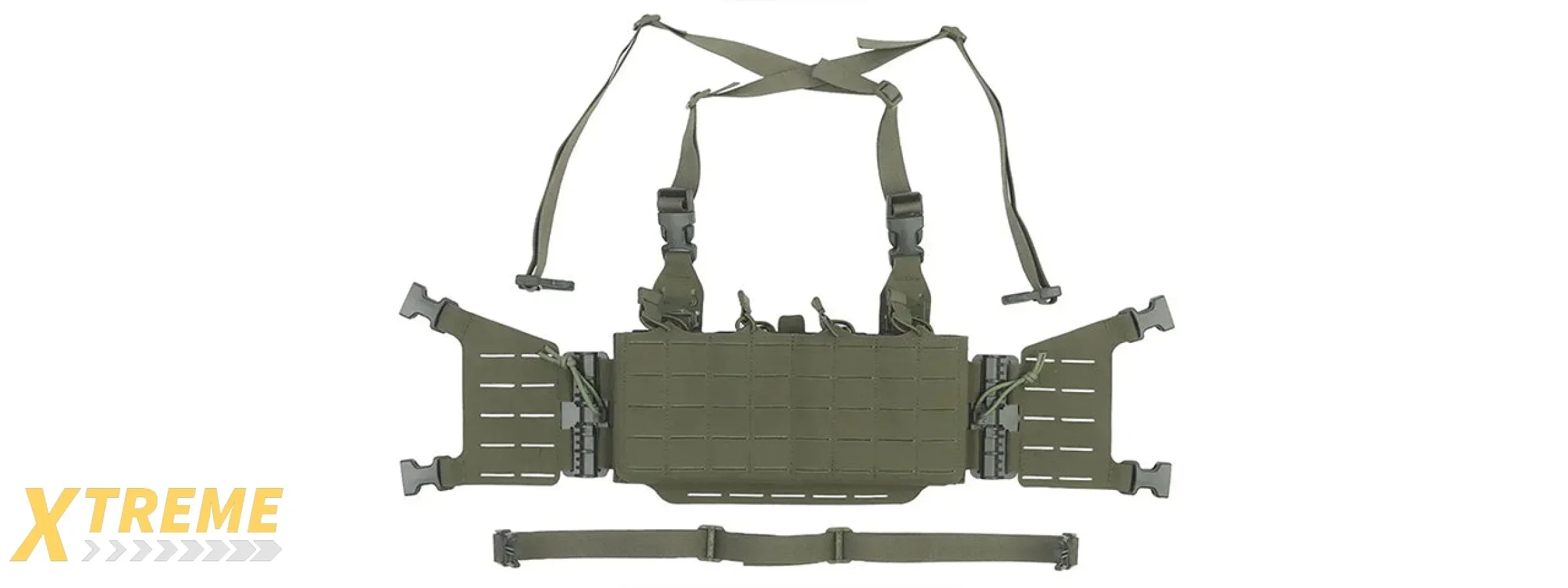 Adjustable Heavy Duty Tactical Molle Chest Rig Vest w/ 5.56 Magazine Front Panel
