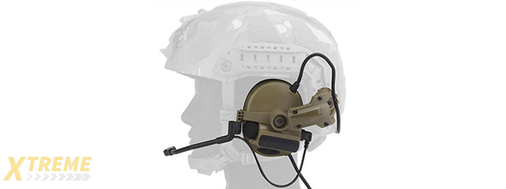 Airsoft C5 Tactical Communication Headset For Helmets - (Tan)