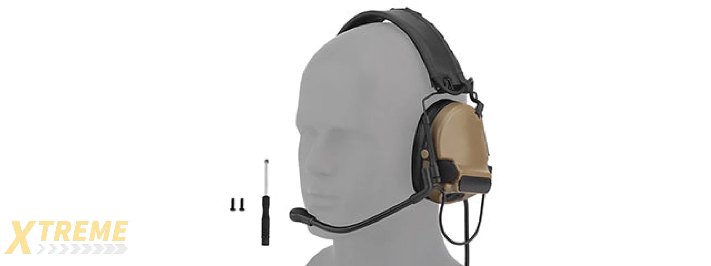 Airsoft C5 Tactical Communication Headset w/ Noise Reduction - (Tan)