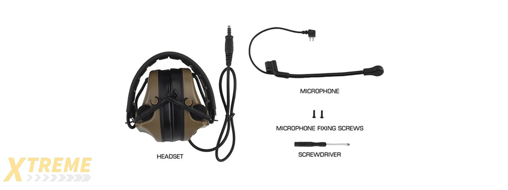 Airsoft C5 Tactical Communication Headset w/ Noise Reduction - (Tan)
