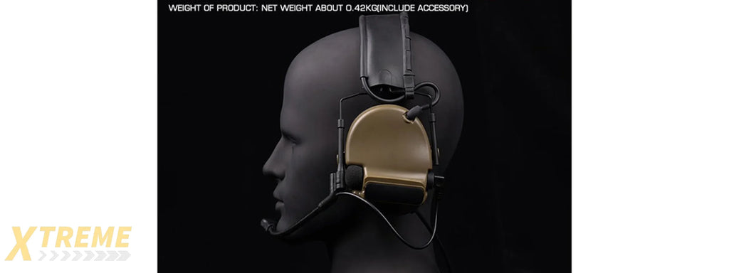 Airsoft C5 Tactical Communication Headset w/ Noise Reduction - (Tan)