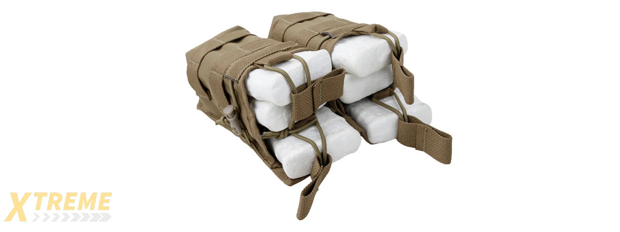AMA DOUBLE OPEN TOP MAGAZINE POUCH W/ PARACORD LACING - COYOTE BROWN