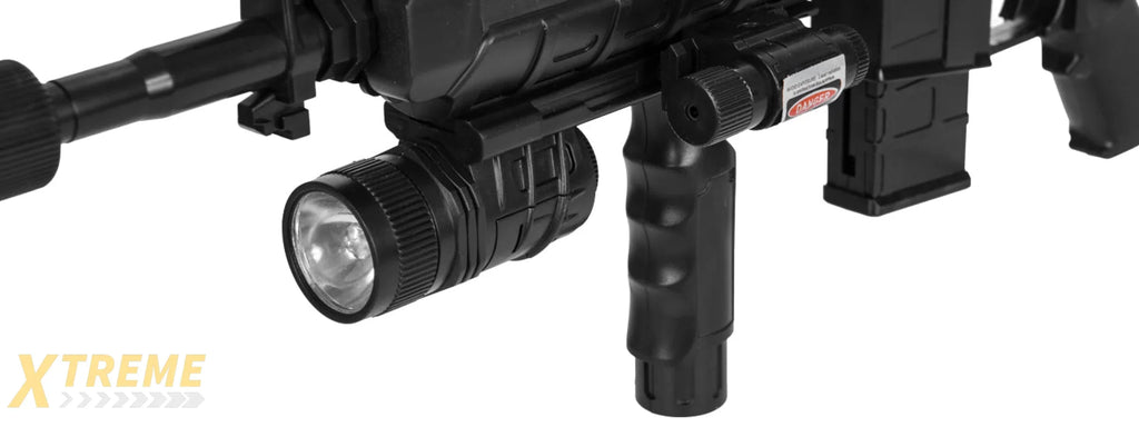 AMA Spring Airsoft Pistol w/ Vertical Grip, Laser & Stock - (Black)