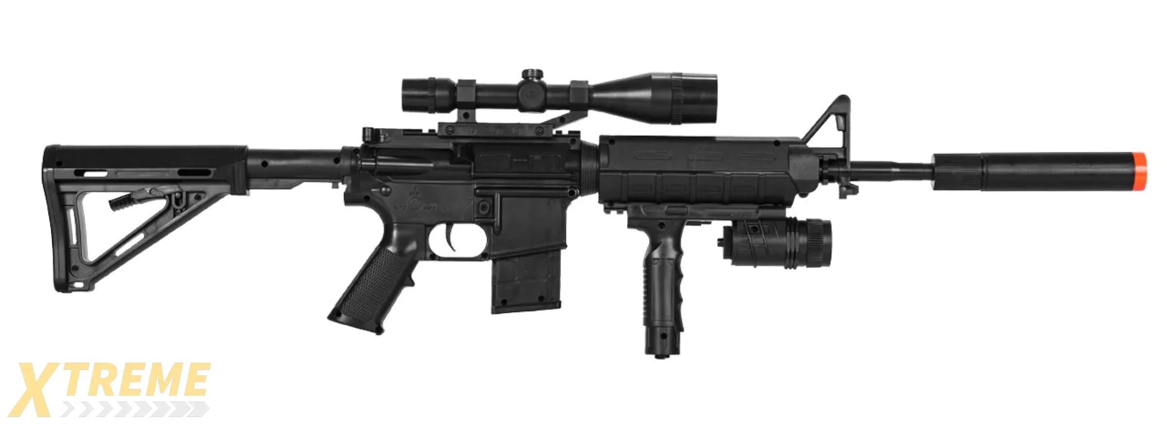 AMA Spring Airsoft Pistol w/ Vertical Grip, Laser & Stock - (Black)