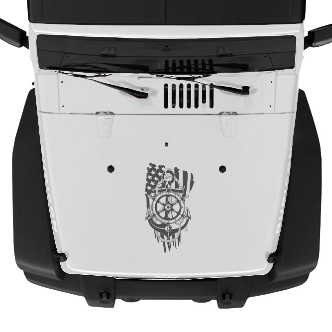 Anchor, Wheel, and Flag Hood Graphic