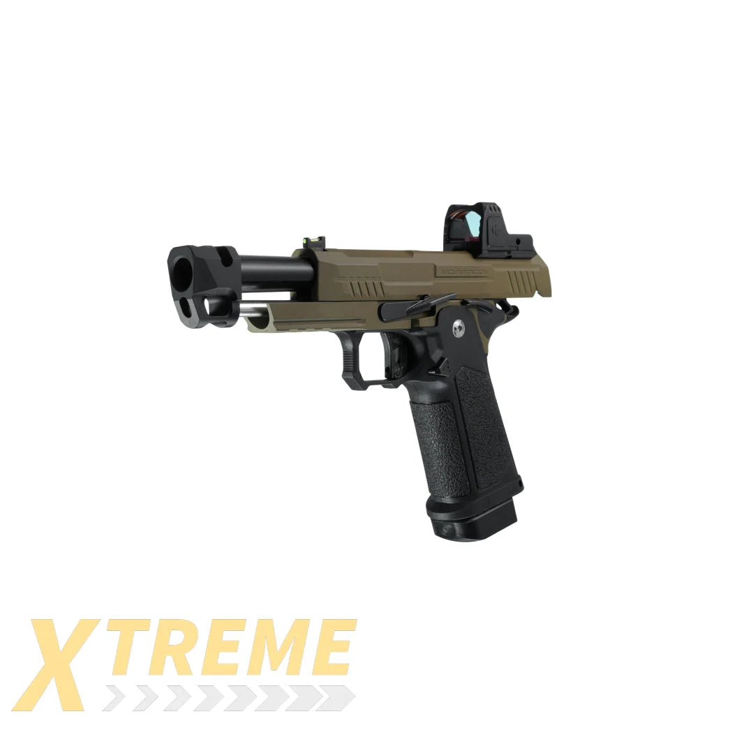 ARCTURUS Vanguard 4.3" Hi-Capa GBB Pistol w/ Optics Ready Slide & Compensator & ARS-1 Red Dot Combo BLK-TAN