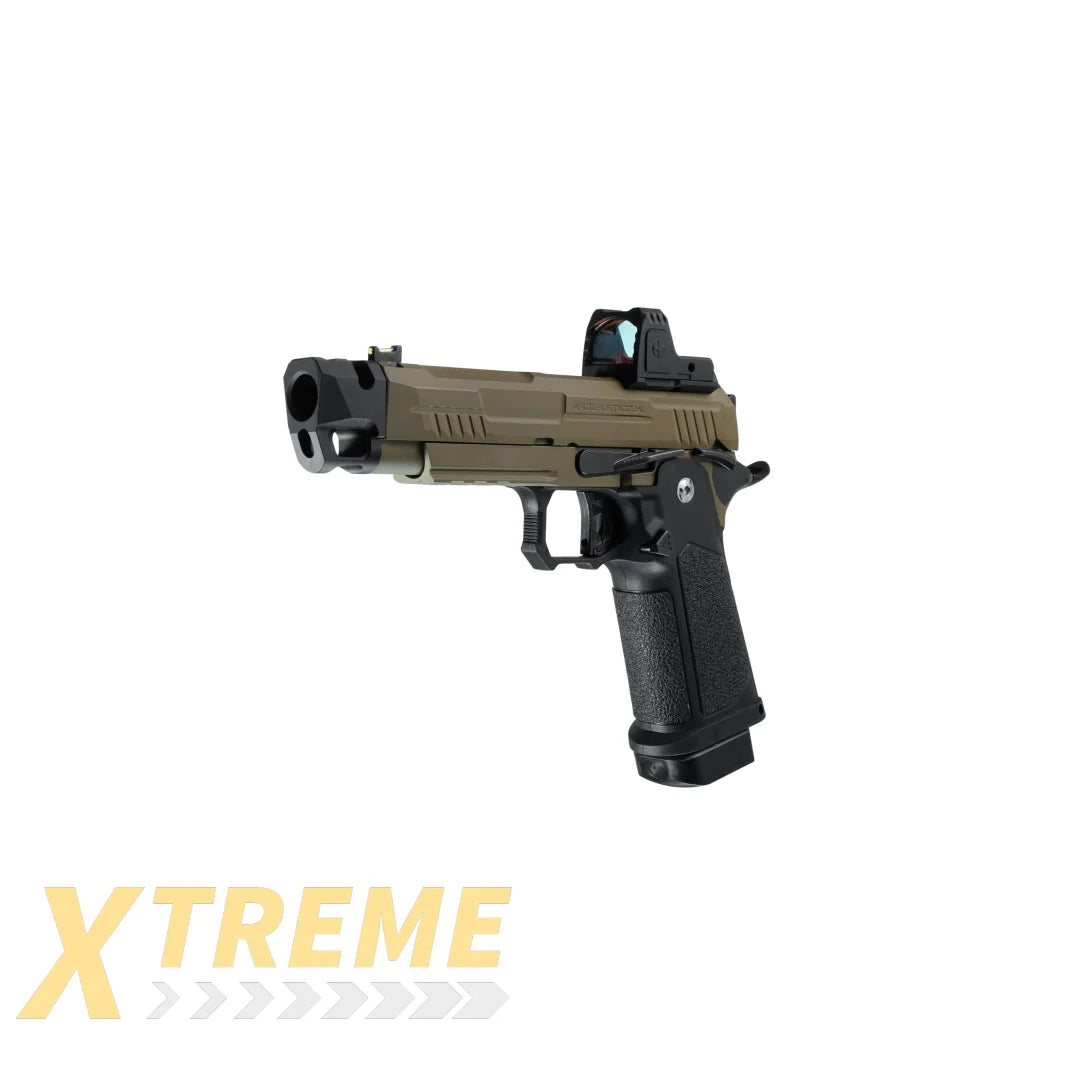 ARCTURUS Vanguard 4.3" Hi-Capa GBB Pistol w/ Optics Ready Slide & Compensator & ARS-1 Red Dot Combo BLK-TAN