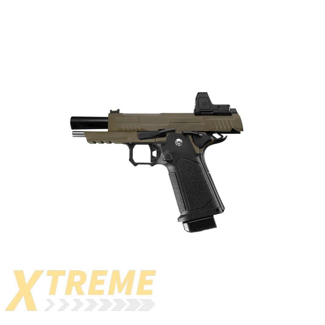ARCTURUS Vanguard 4.3" Hi-Capa GBB Pistol w/Optics Ready Slide & ARS-1 Red Dot Combo BLK-TAN