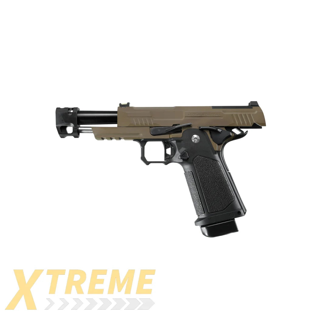 ARCTURUS Vanguard 4.3"Hi-Capa GBB Pistol w/ Optics Ready Slide & Compensator BLK-TAN
