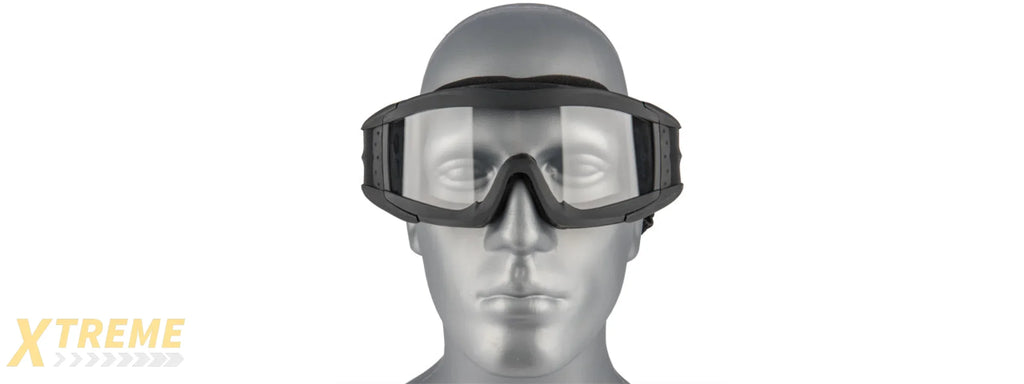 CA-226B LANCER TACTICAL UV400 CLEAR LENS SAFETY GOGGLES (BLACK)