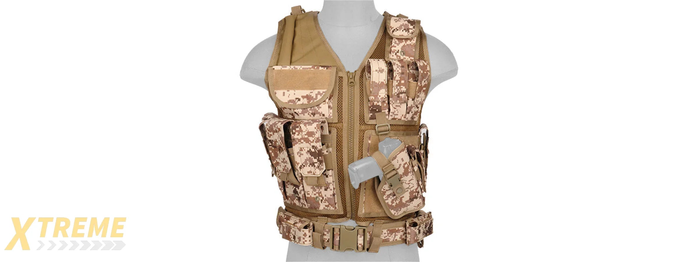 CA-310DDN 1000D NYLON AIRSOFT COMBAT VEST W/ HOLSTER (DESERT DIGITAL)