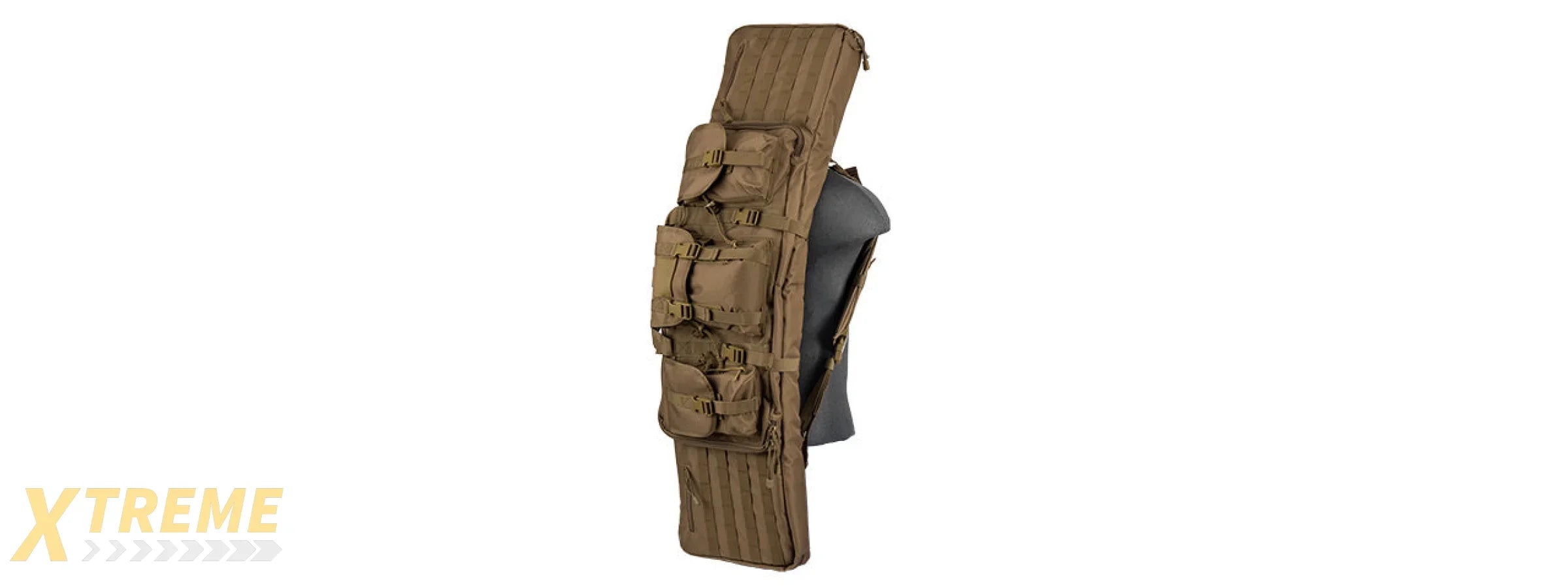 CA-340K 48" DOUBLE GUN BAG 600D PVC MOLLE BELT RIFLE BAG (KAHKI)