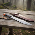 California Clip Point Bowie Knife, Hand Forged Damascus Steel Blade, Stacked Handle Custom Bowie, Handmade Knife JW SteelCrafts
