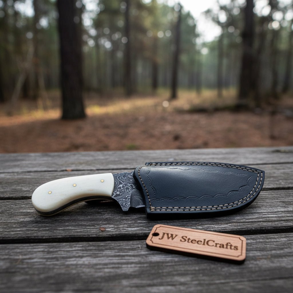 Custom Made Damascus Steel Hunting Knife / Skinning Knife  Gut Hook DK-0101