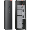 5 Rifles Gun Safe, Rifle Safe with Digital Keypad & Lock, Gun Storage Cabinet with Built-in Storage Locker, Removable Storage Shelf for Home Long Gun and Pistols