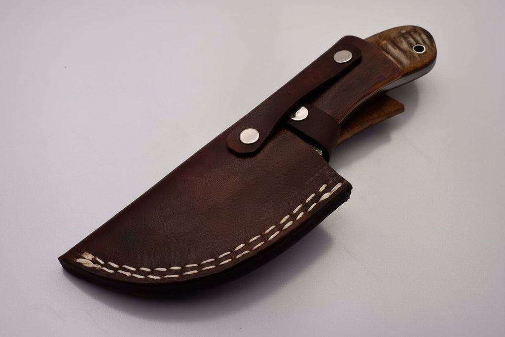 Damascus Gut hook Skinner Knife Raindrop pattern | two handle options