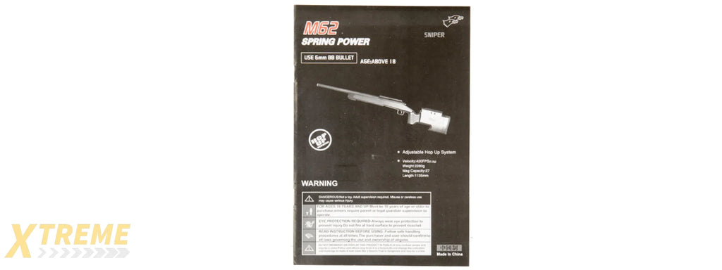 Double Eagle M62 Bolt Action Airsoft Spring Sniper Rifle (Color: Black)