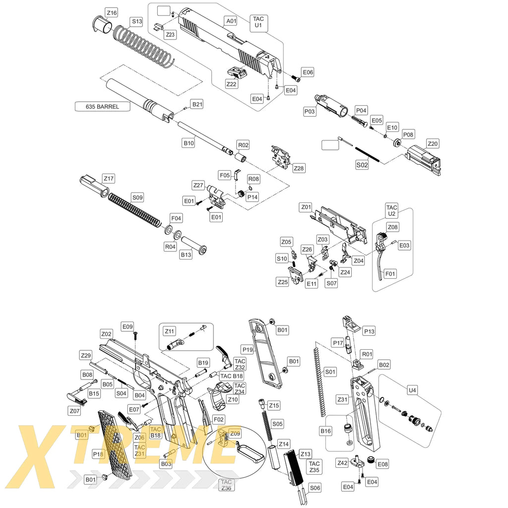 EF 1911 TAC Gun Rebuild Kit