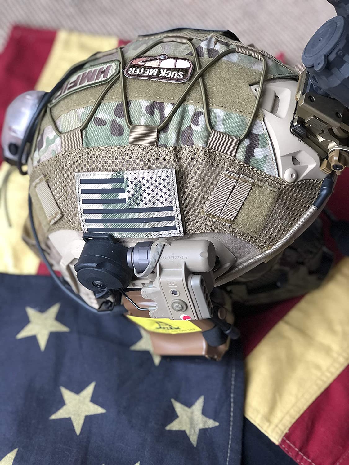 (PAIR of TWO) Reflective 3D US Flag Patch with Hook and Loop