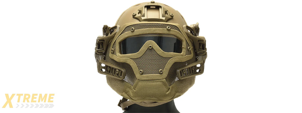 G-FORCE G4 SYSTEM NYLON BUMP HELMET MASK W/ GOGGLES - TAN