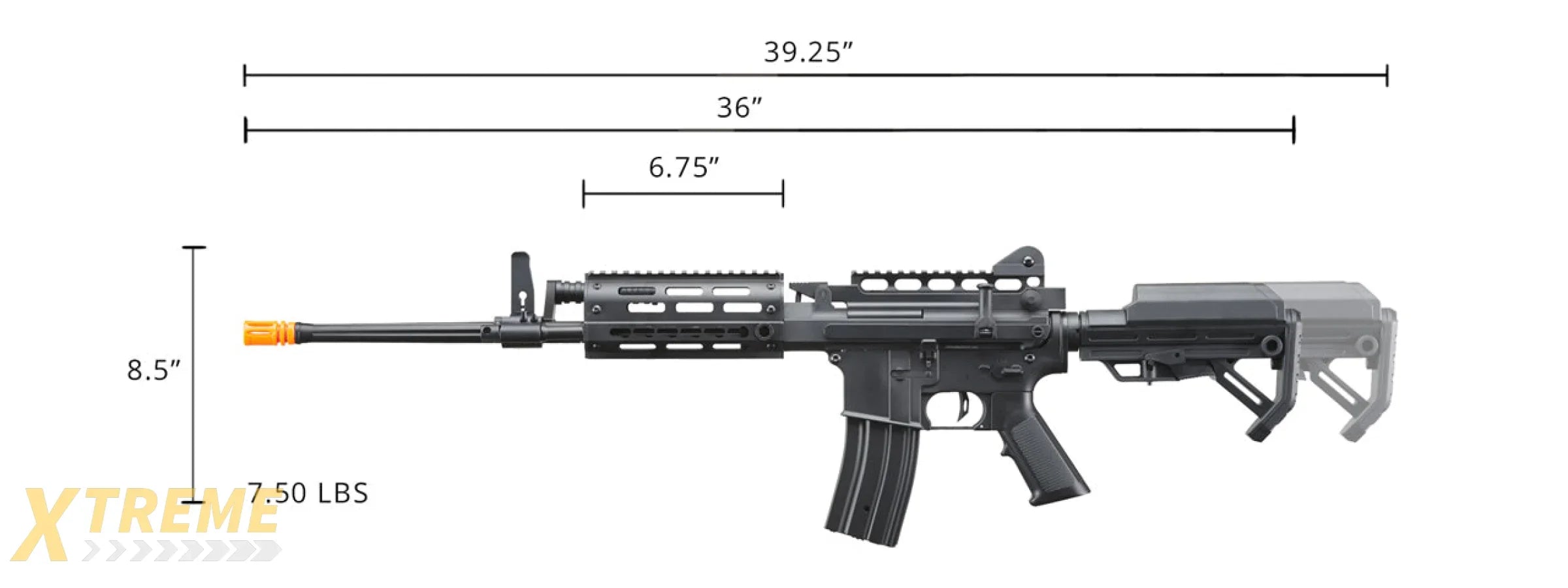 Golden Eagle AR LMG Airsoft Light Machine Gun (Color: Black)