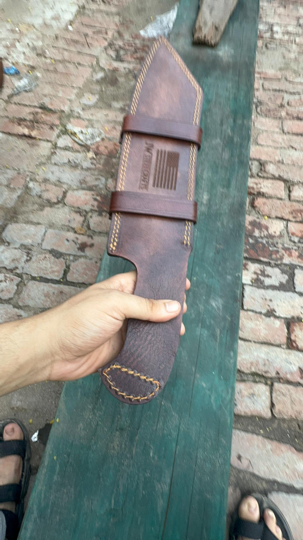 Green Micarta Handle Forged Machete – Full Tang Stainless Steel Outdoor Knife