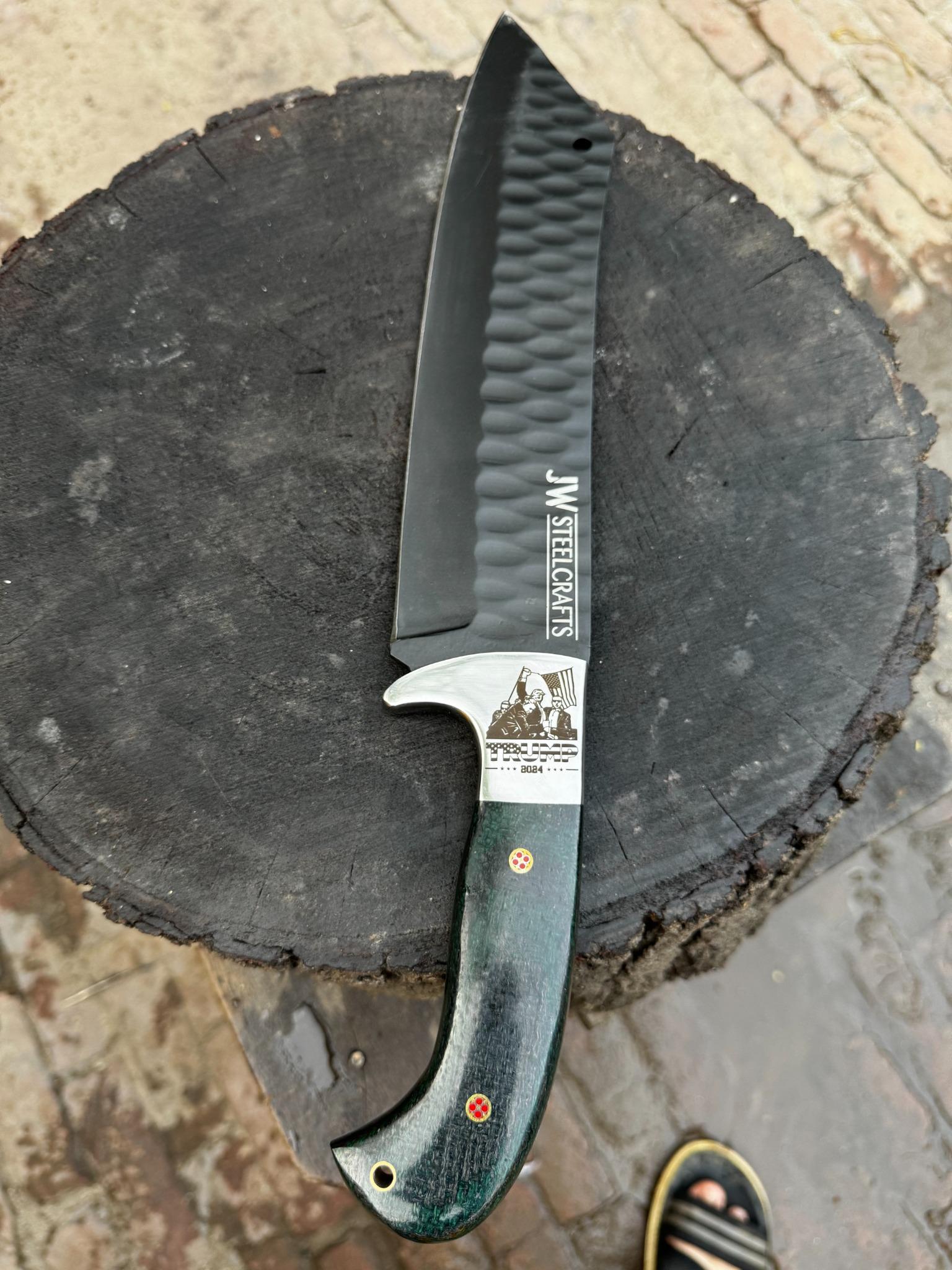 Green Micarta Handle Forged Machete – Full Tang Stainless Steel Outdoor Knife