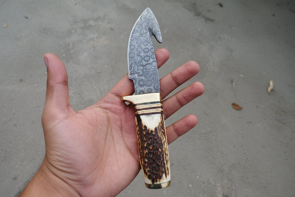 Gut Hook Skinner Knives Pair stag handle