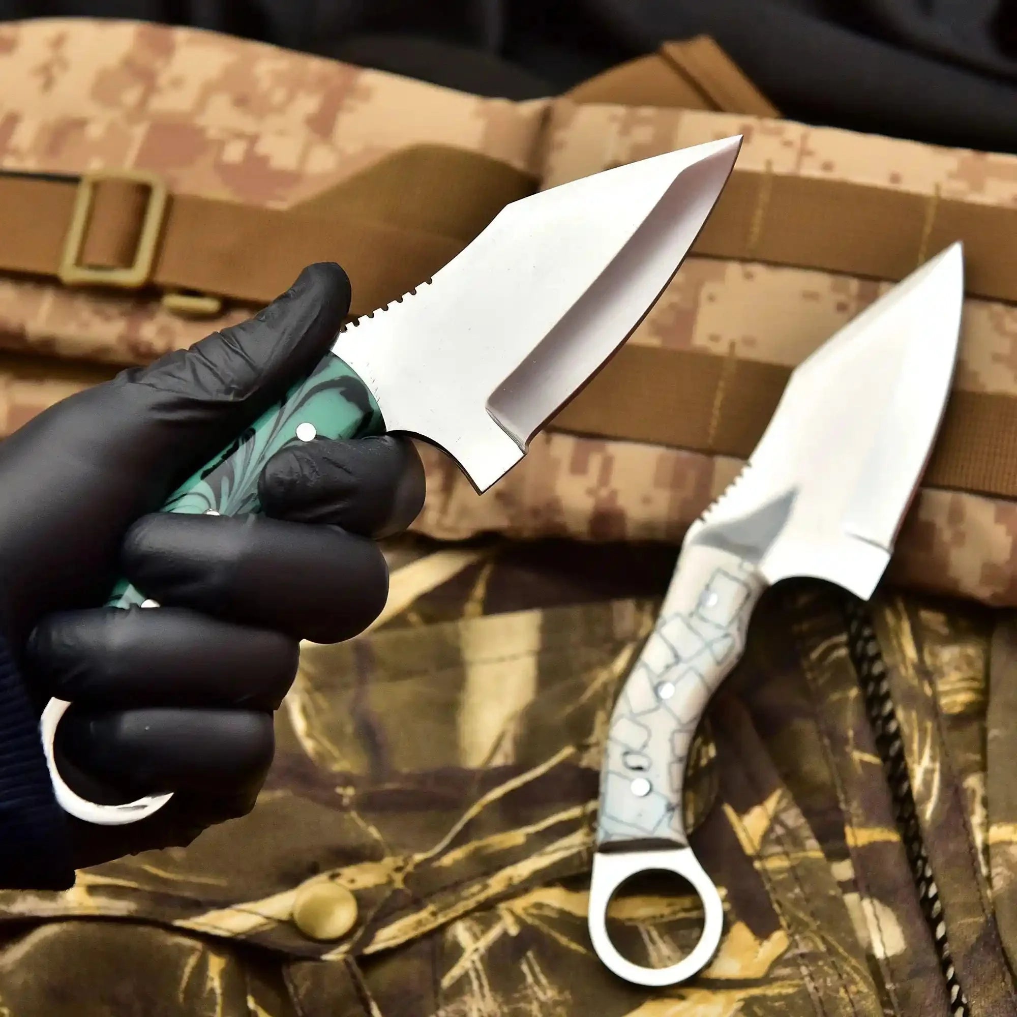 Handcrafted Stainless Steel Outdoor Utility Knife – Ring Handle – Resin Grip – JW SteelCrafts