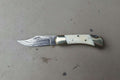 Handmade Damascus Folding Pocket Knife – Bone Handle with Brass Bolsters