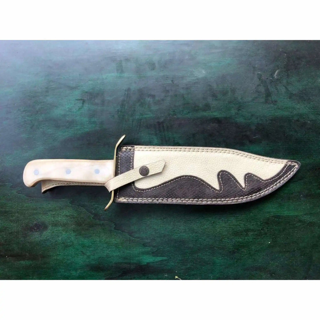 Handmade Sheffield Clip Point Bowie Knife, Polished Steel, Brass Guard