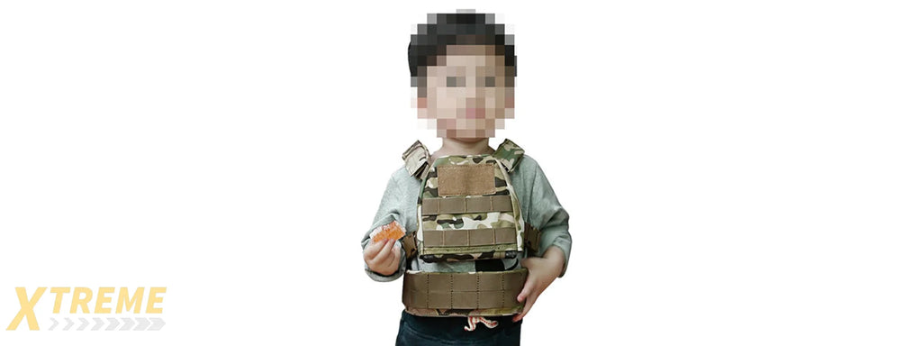 Lancer Tactical 1000D Nylon Children's Tactical Molle Vest w/ Battle Belt [XS] (Black)
