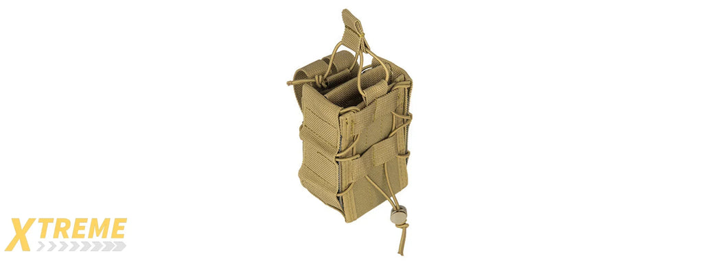 LANCER TACTICAL 1000D NYLON MOLLE BUNGEE DOUBLE MAG POUCH FOR RIFLE/SMG ACCESSORIES