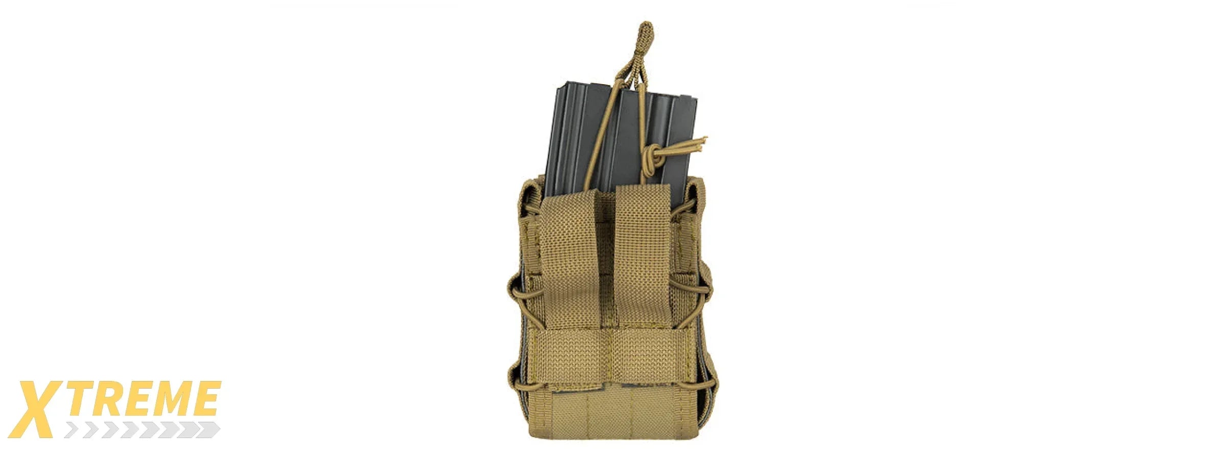 LANCER TACTICAL 1000D NYLON MOLLE BUNGEE DOUBLE MAG POUCH FOR RIFLE/SMG ACCESSORIES