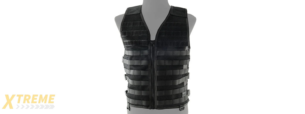 LANCER TACTICAL BREATHABLE MOLLE/PALS ADJUSTABLE MESH VEST (BLACK)