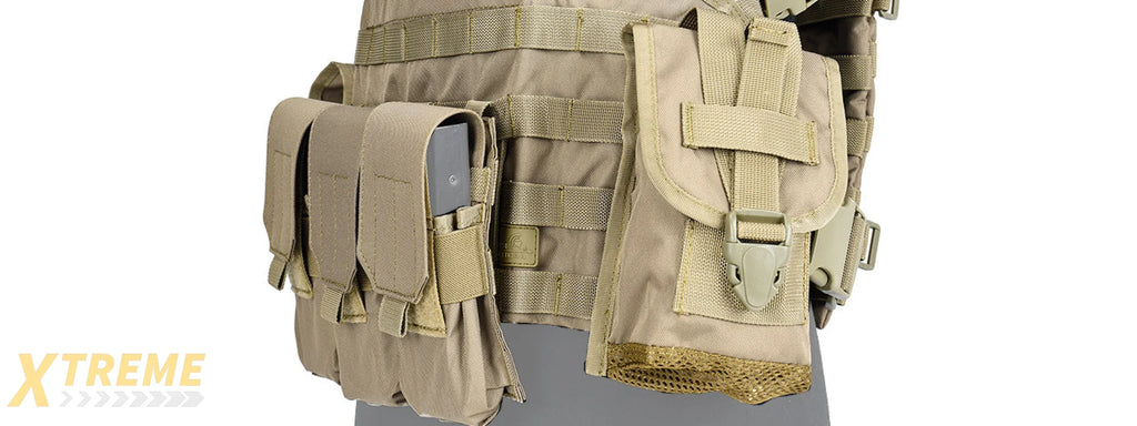 Lancer Tactical CA-307 Modular Chest Rig PALS MOLLE Vest w/ Hydration Pack Slot