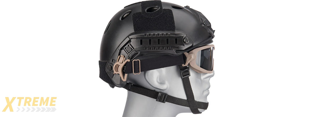 Lancer Tactical Double Layer Airsoft Goggles [Smoke Lens] (TAN)
