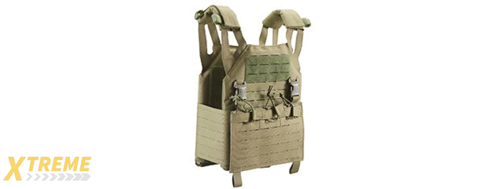 Lancer Tactical Laser Cut MOLLE Plate Carrier - Adjustable Lightweight Tactical Vest Gear