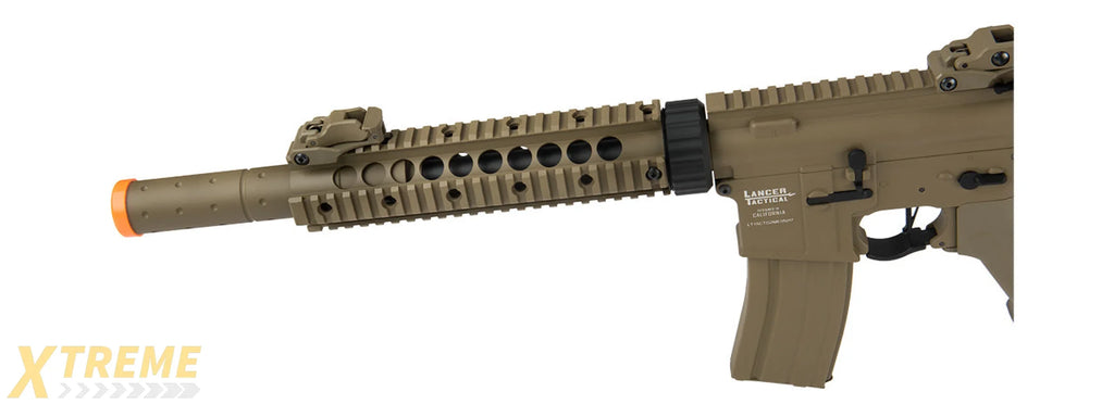 Lancer Tactical Low FPS Proline Gen 2 10 M4 Carbine Airsoft AEG Rifle with Mock Suppressor (Color: Tan)