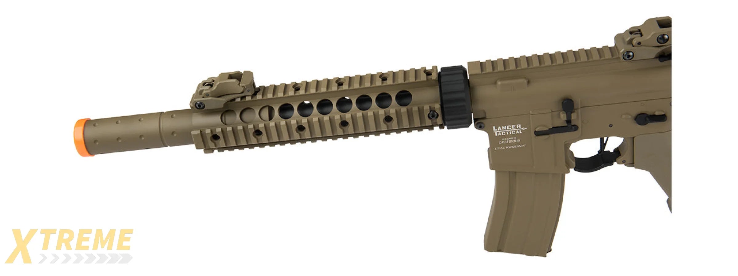 Lancer Tactical Low FPS Proline Gen 2 10 M4 Carbine Airsoft AEG Rifle with Mock Suppressor (Color: Tan)