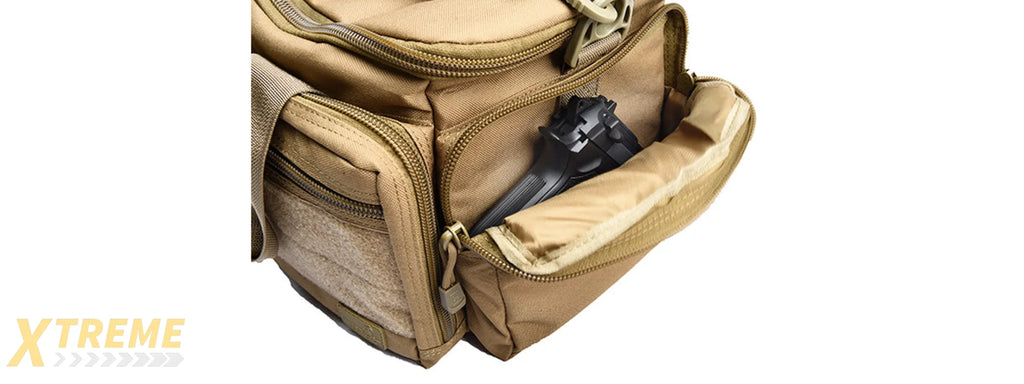 Lancer Tactical Weather Resistant Shooting Range Bag w/ Shoulder Strap (Color: Khaki)