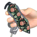 Personal Alarm Eeychain Safety  Emergency Tool (Green Flower)