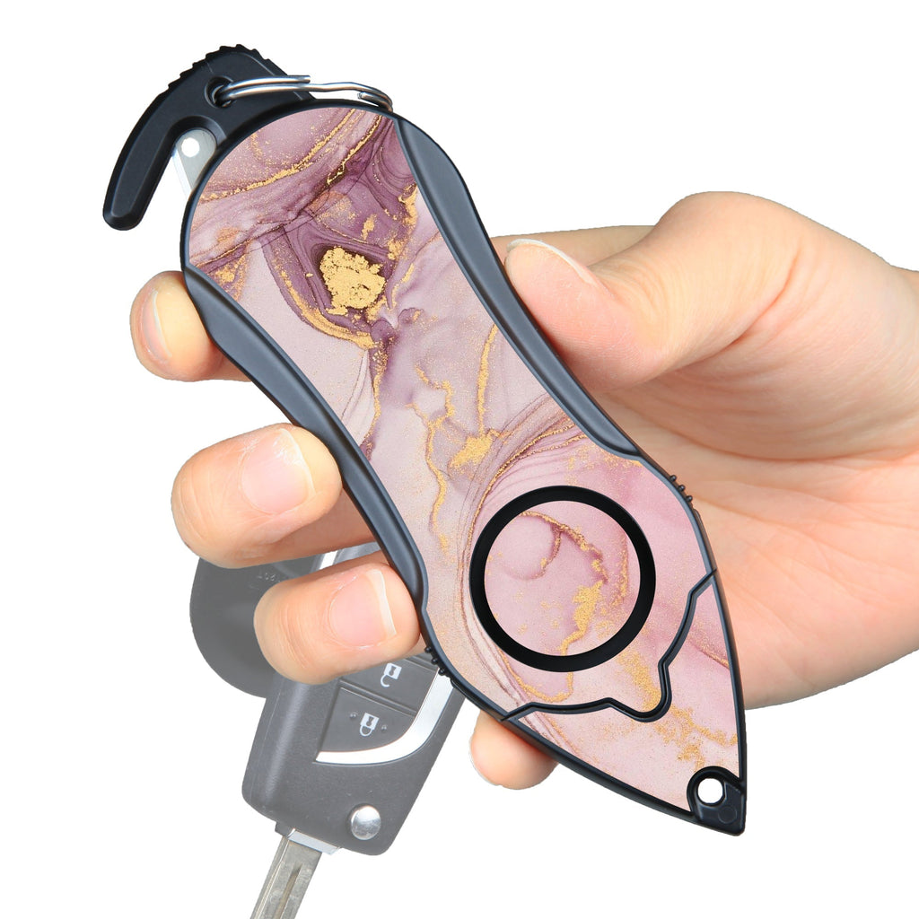 Personal Alarm Keychain Safety Emergency Tool Kit (Pink Marble)